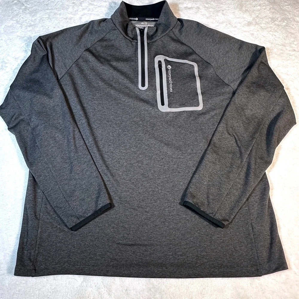 Vineyard Vines 1/4 Zip Pullover Mens XL Gray Performance Chest Pocket 1K2297